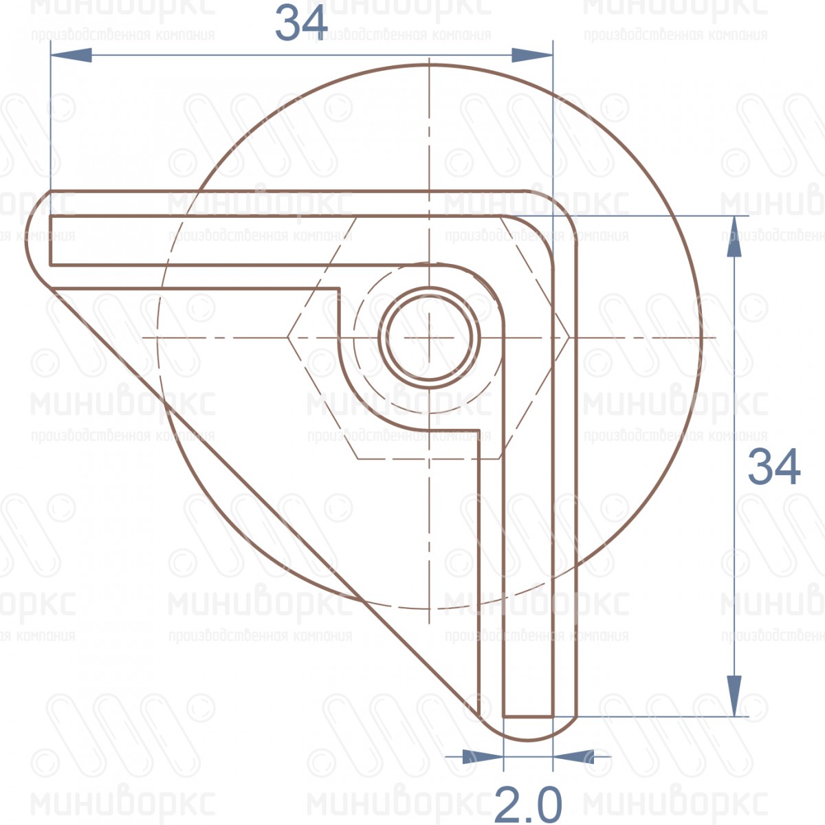 Опора регулируемая угловая 34x34 – U34-34M8.D40x25 | картинка 6