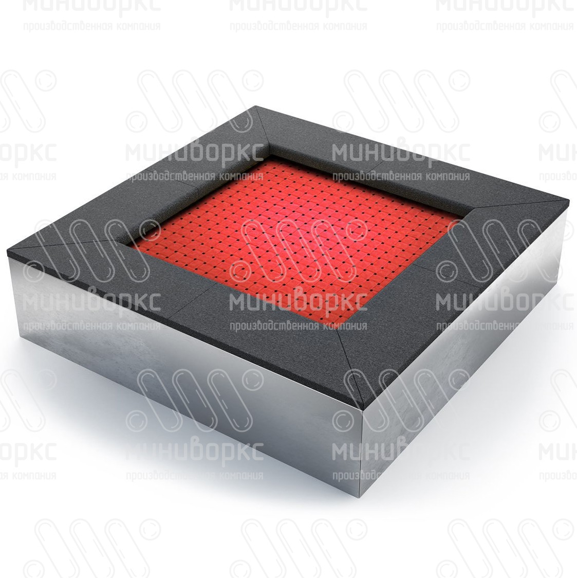 Батут квадратной формы, антивандальный, встраиваемый, для детских площадок, цвет черный/красный – S1000-3020/9005 - 1