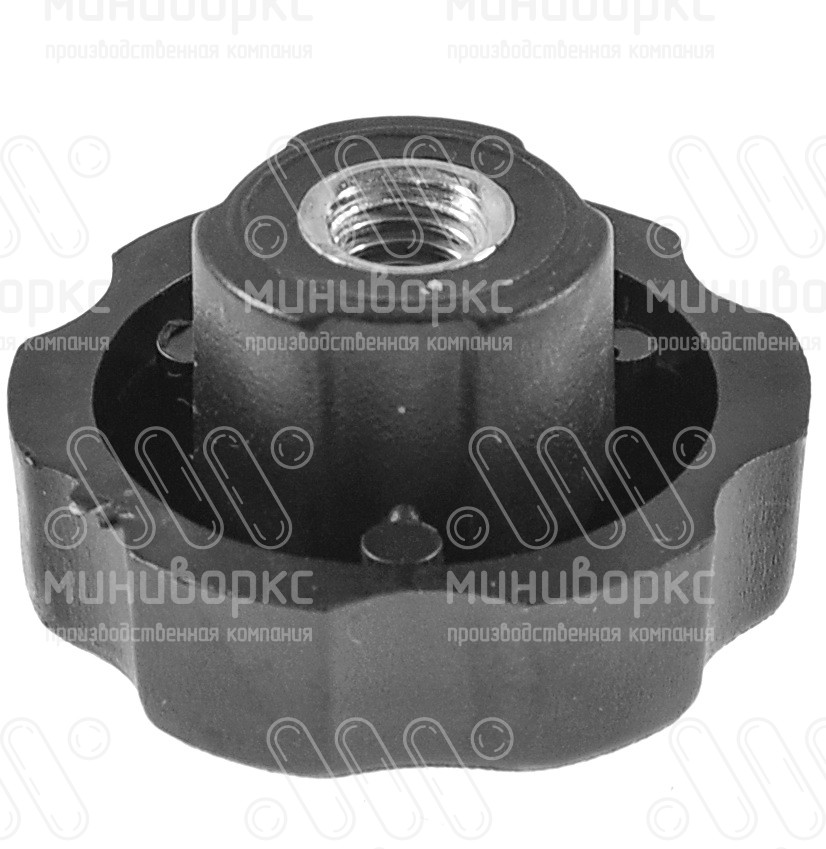 Барашек пластиковый с рукояткой Ø30 и резьбой М6, серия VCF, цвет черный – 114116030N - 1