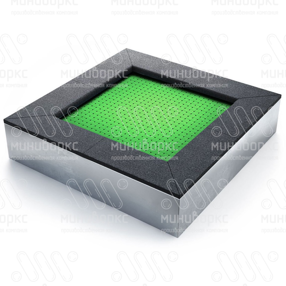 Батут квадратной формы, антивандальный, встраиваемый, для детских площадок, цвет черный/зеленый – S1200-6001/9005 - 1